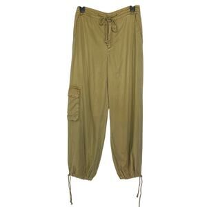 NWT YOUNG FABULOUS AND BROKE Women’s Khaki Drawstring Cargo Jogger size small